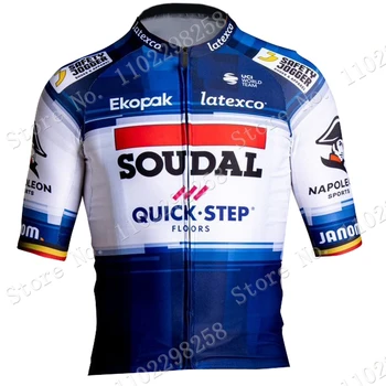Belgium Soudal Quick Step Cycling Jersey 2023 Set Short Cycling Clothing Road Bike Shirts Suit Bicycle Bib Shorts MTB Wear Ropa 2