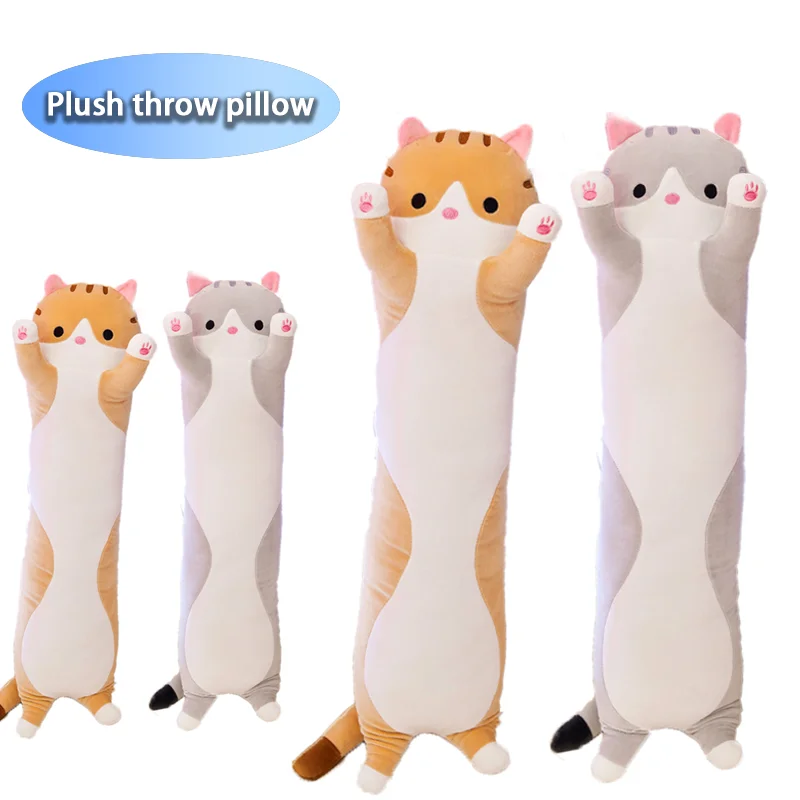 

New 50cm Cute Soft Long Plush Cat Stuffed Office Nap Pillow Cushion Children's Gift Doll