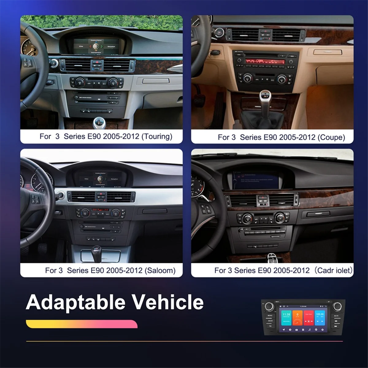 Автомобильный радиоприемник для 3 серии E90 2 Din 7 дюймов Android 13 2G и 64G Carplay Auto Bluetooth GPS FM