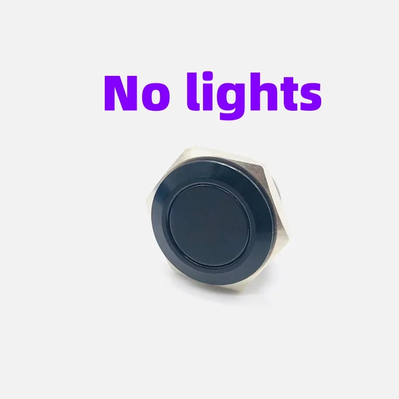 12/16/19/22/25/30 мм металлический кнопочный переключатель, ультра короткий микро-путешествие, тонкий оксид, черный, 3 В, 6 В, 12 В, 24 В, мгновенное самовозвращение