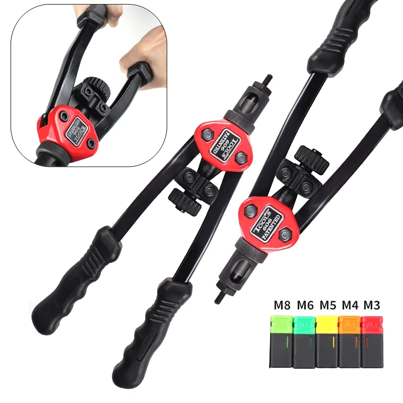 Hand Threaded Rivet Nuts Pliers with M3-M8 M3, M4, M5, M6, M8   Pliers Head Accessories Riveting Rivnut Rivet Tool
