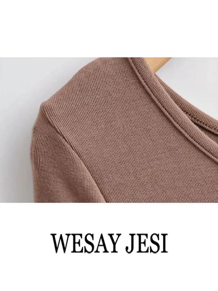 WESAY JESI 2022 Y2k однотонная уличная одежда с длинными рукавами футболка Корейская