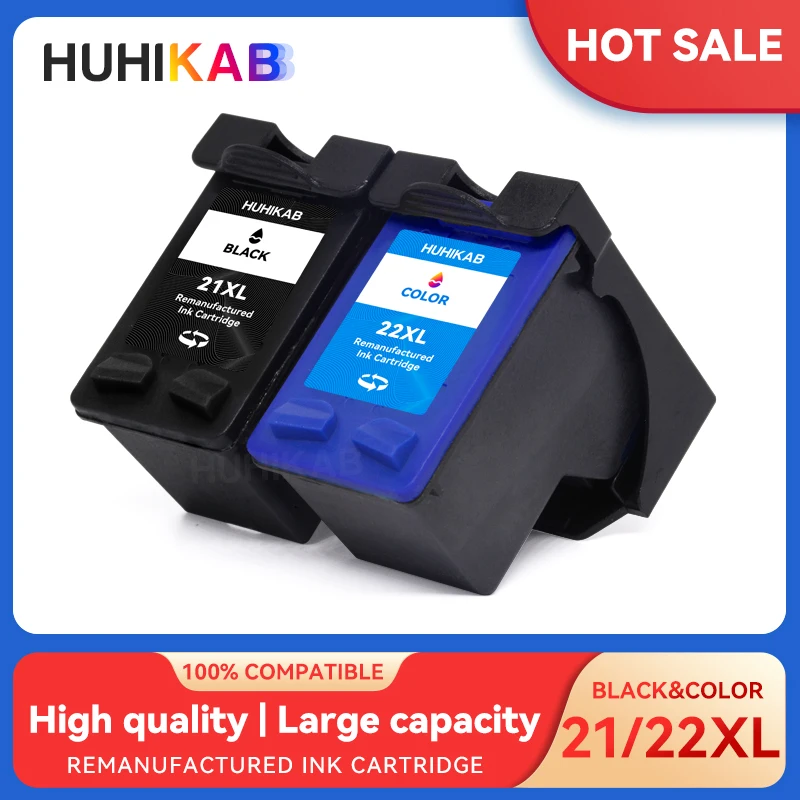 

HUHIKAB Remanufactured Ink Replacement Cartridge For HP 21 For HP 21XL 22 XL For Deskjet Envy D1520 D1550 F2240 F2250 Printer