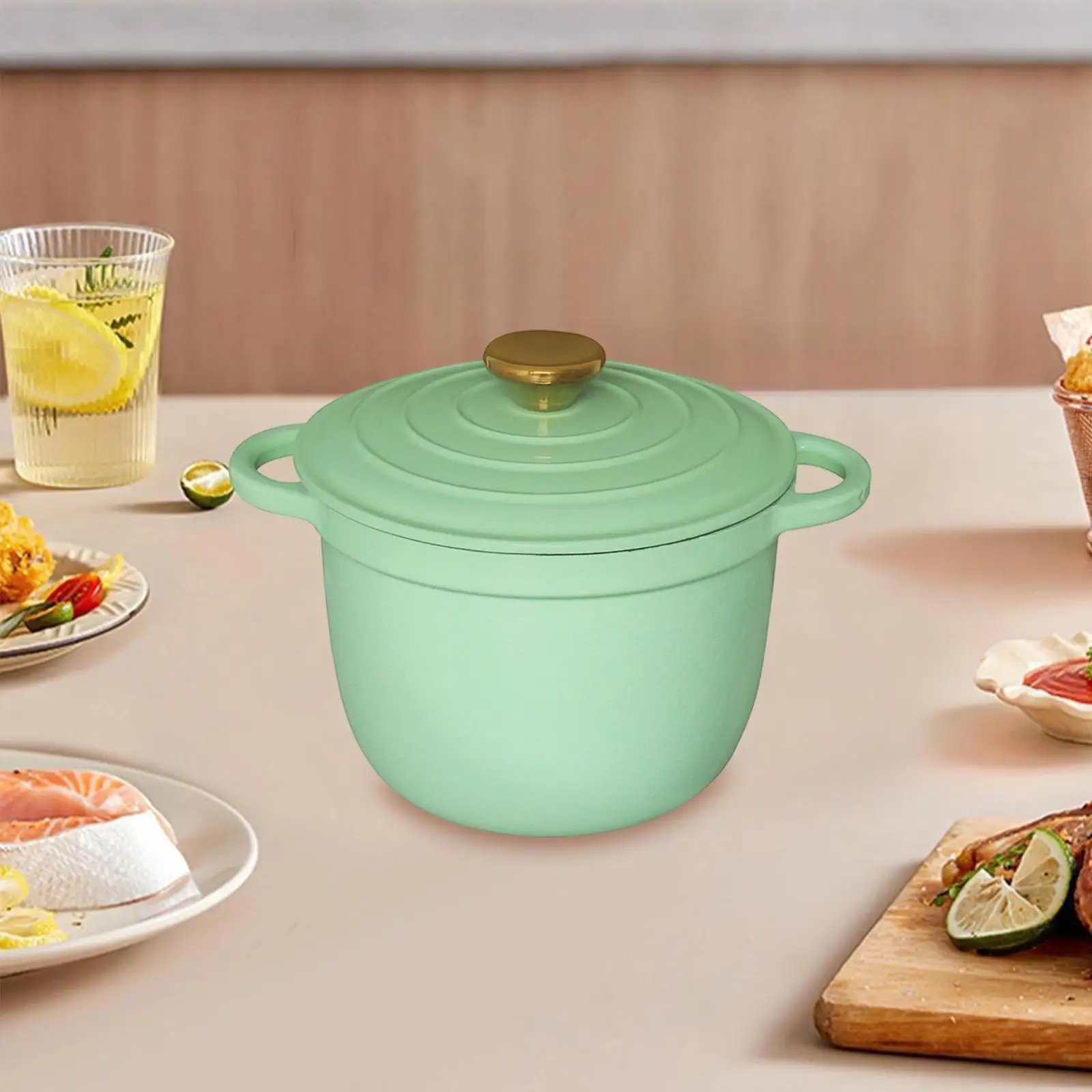 Эмалированная кастрюля с двойным ухом многофункциональная посуда прочная для