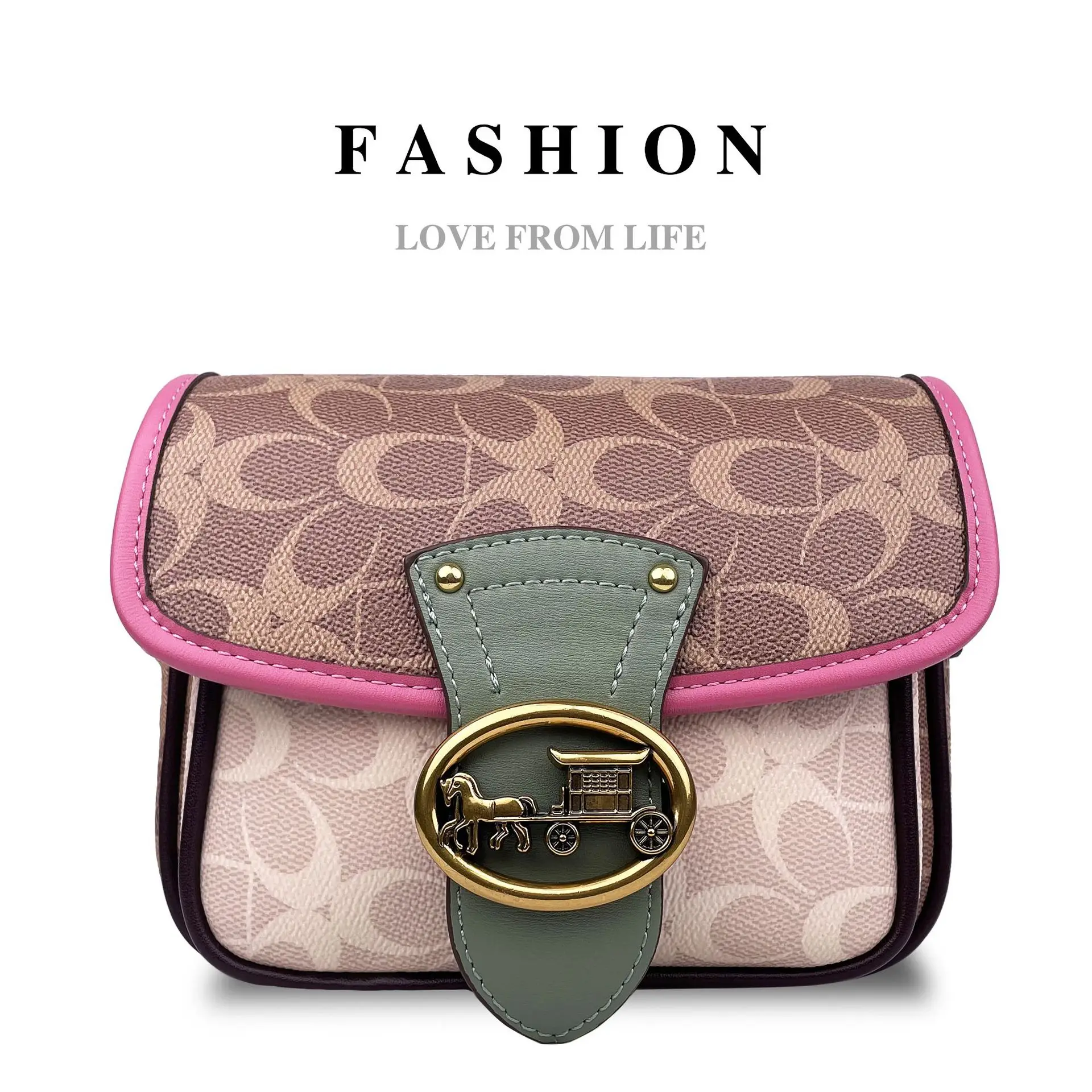 

Luxury Brand Bag Fashion New Half Round Saddle Chain Underarm Bag Retro Contrast Color Postman One Shoulder Crossbody Bag