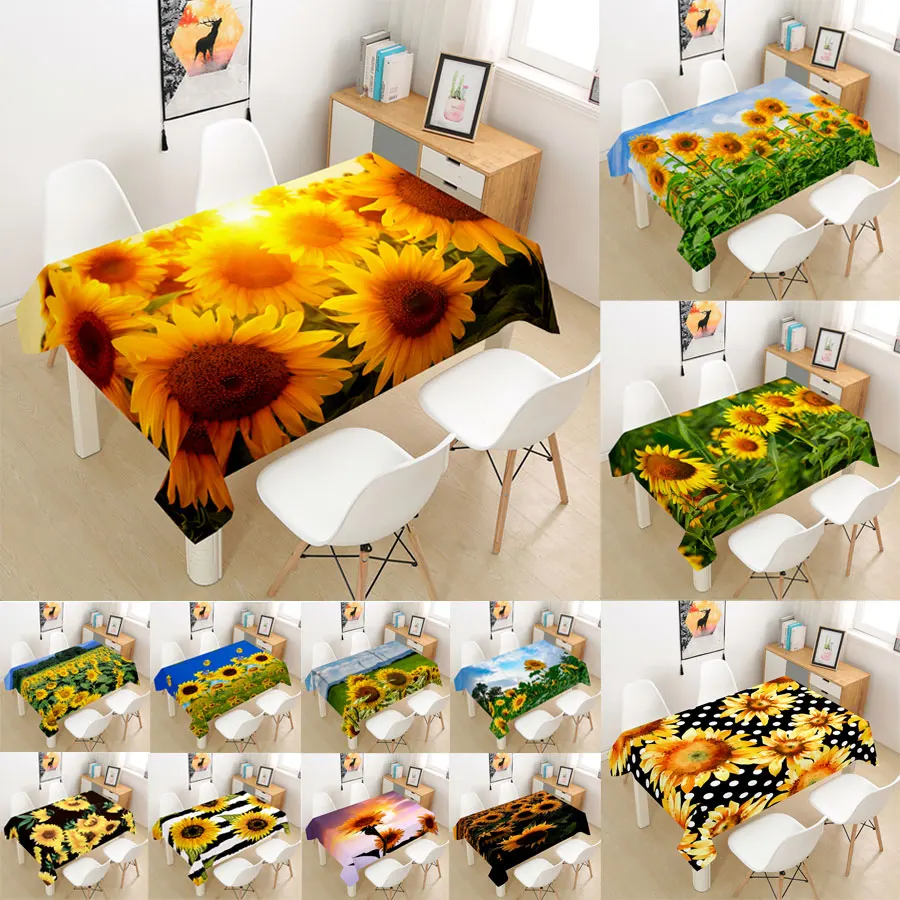 

Sunflower Rose Tablecloth Table Cloth Cover 3D for Dining Coffee Party Manteles Rectangular Living Room Flower Home Decoration