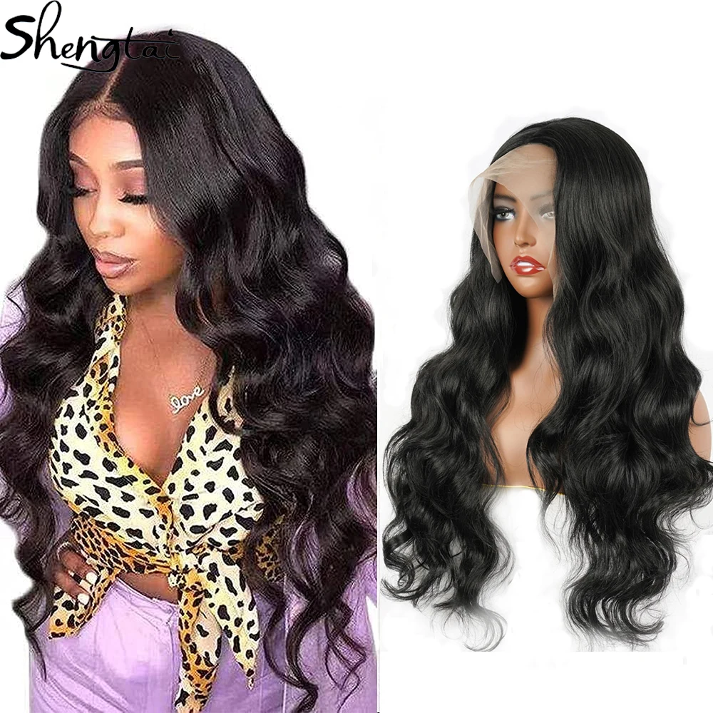 

Long Body Wave Lace Front Wigs For Black Women 26 Inches Synthetic Natural Color Middle Part 613 / Burgundy/ Ombre Blonde Wigs