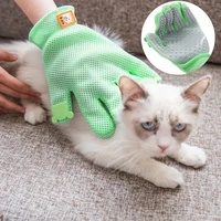 pet grooming glove cat dog deshedding brush glove long short fur pet hair remover massage mitt five finger with silicone needles
