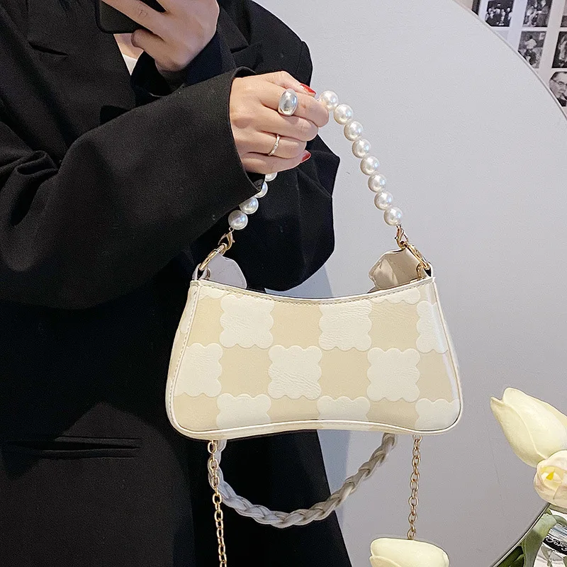

Pearl Pattern Shoulder Bags for Women Summer 2022 Brand Luxury Designer Women's Crossbody Bag Small Flap Solid Female Handbags