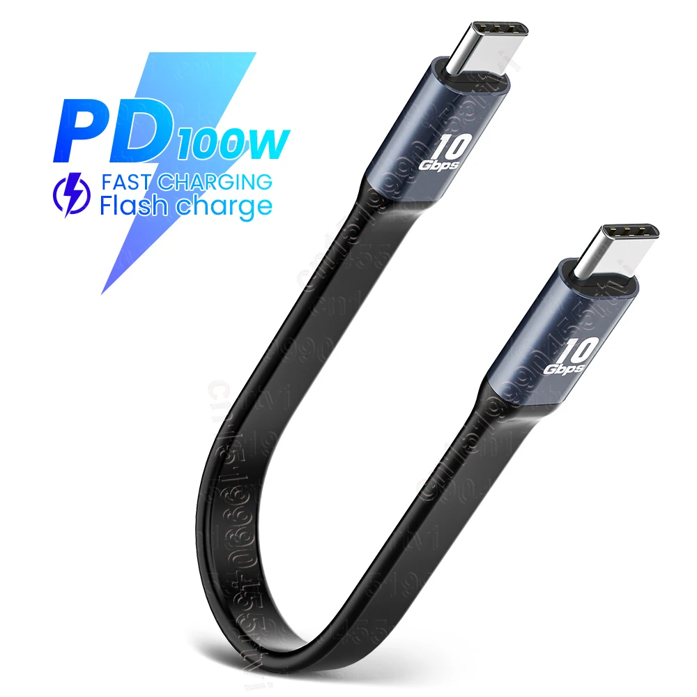 

5A PD100W USB Type C To USB C 3.1 Gen2 10Gbps Data Cable QC4.0 Fast Charge Video SSD Short USB Cord Wire For MacBook Pro Samsung
