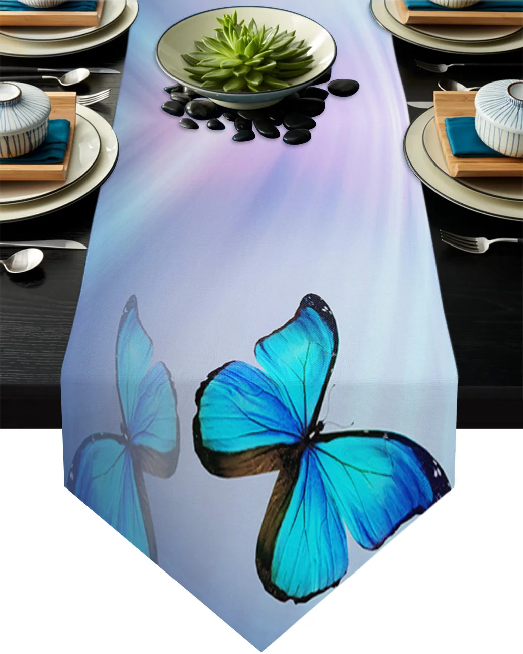 

Animals Blue Butterfly Table Runner Kitchen Dinning Table Decor Wedding Table Decor Tablecloth and Placemats