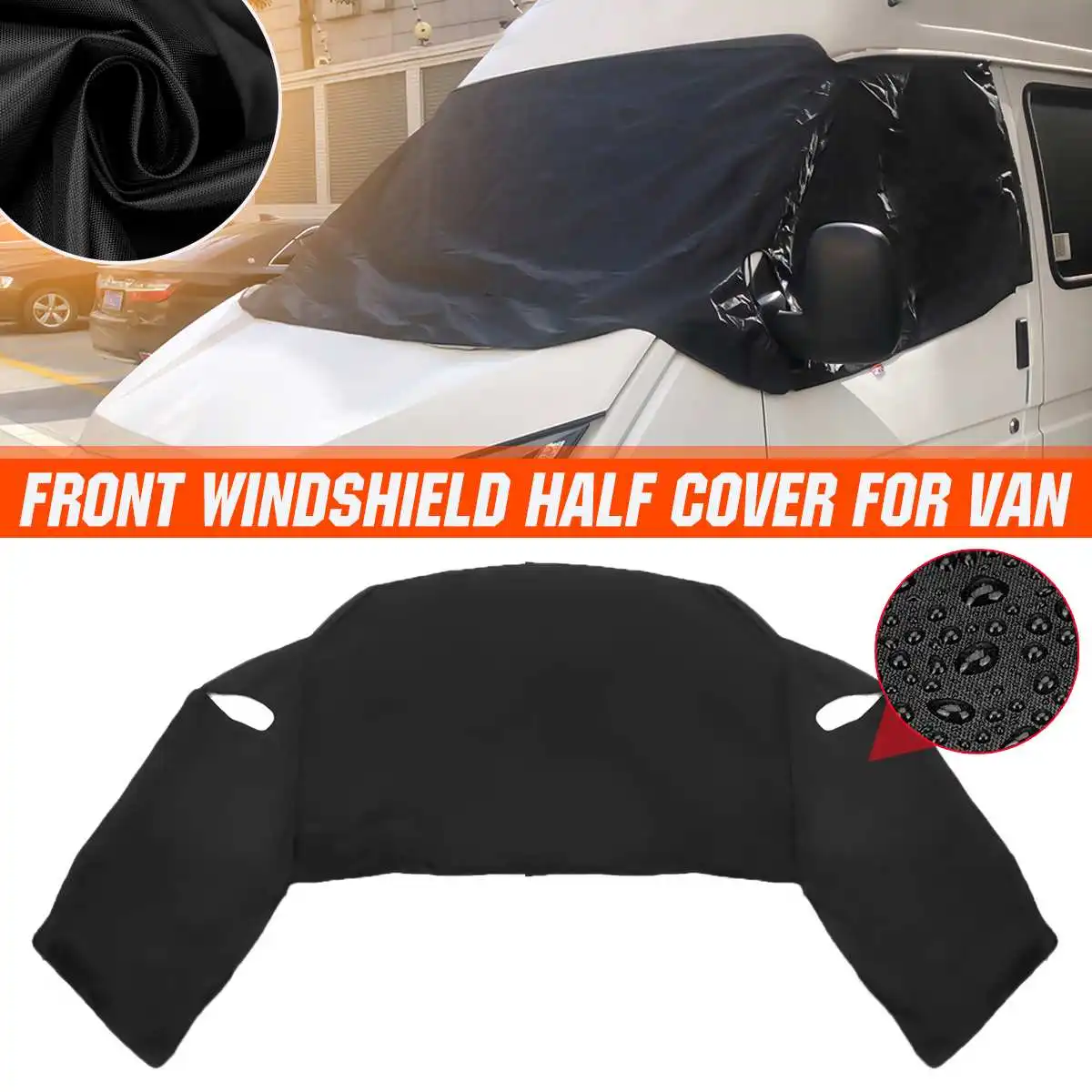 

210D Car Front Windshield Cover Black Half Cover Screen Out Blind Window Wrap Frost Waterproof Sun Shade for Vans Truck for Ford