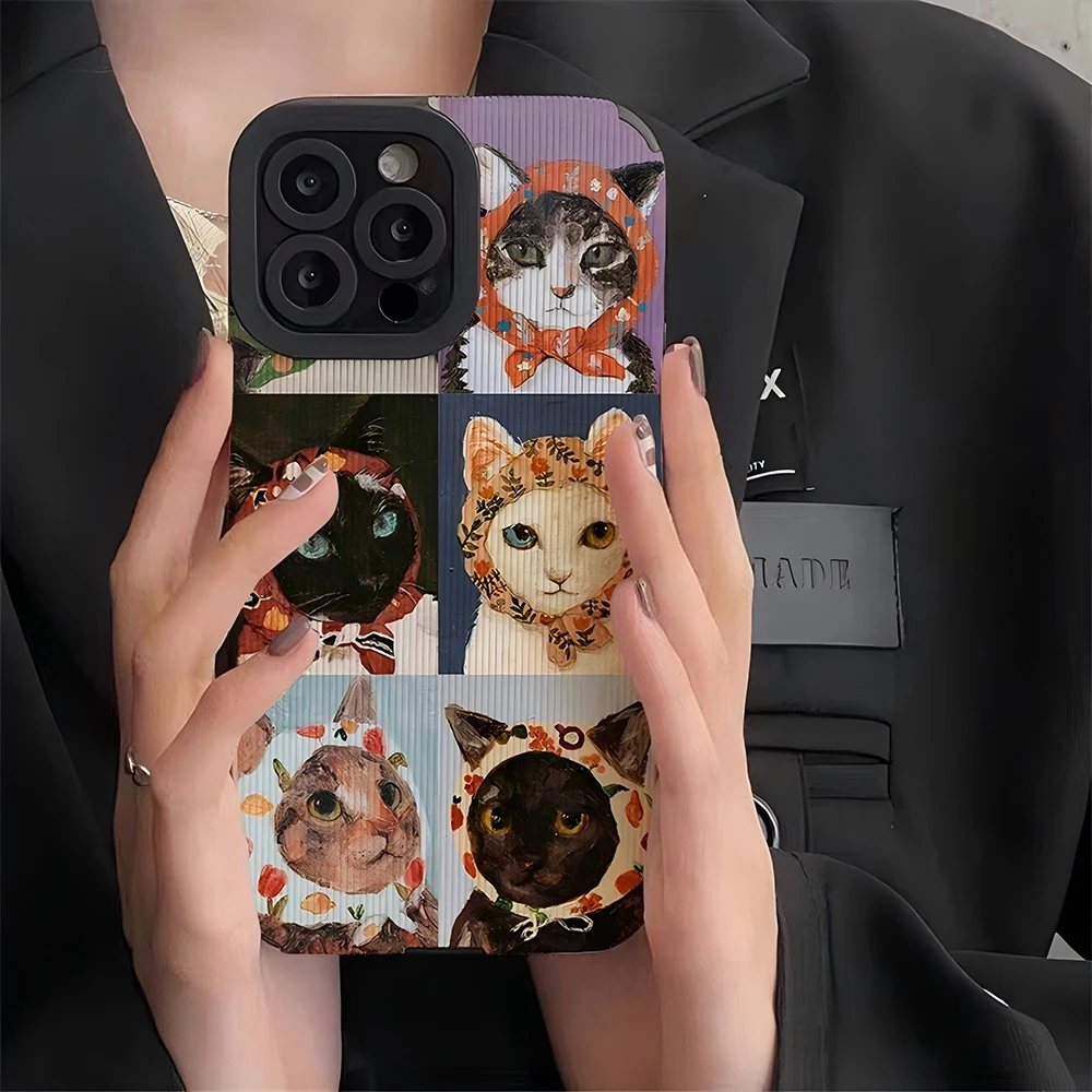 Полноэкранный чехол для телефона Cute Cat Art Illustration Pupil OPPO A94 A93 A91 A76 A74 A72 A55 A54 A53 A5 A9 A15 A7