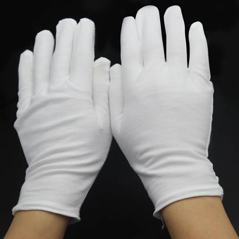 Men Women Full Finger Etiquette White Cotton Gloves  Waiters/Drivers/Jewelry/Workers Mittens Sweat Absorption Gloves
