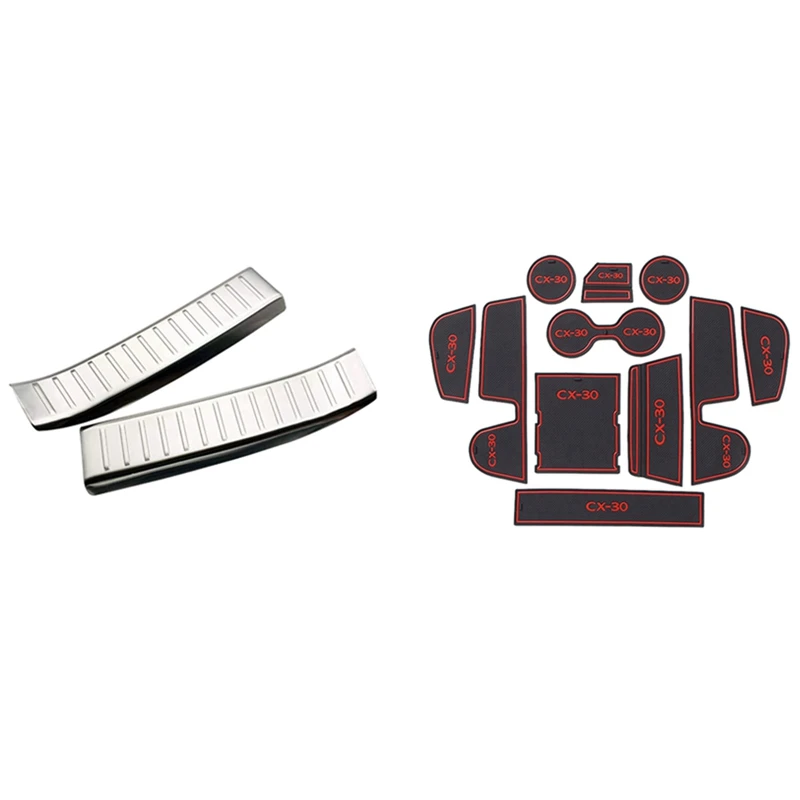 

Car Rear Bumper Foot Pedal Cover Trunk Foot Palte Cover With Car Door Mat Cup Pad Interior Decoration Gate Slot Pad