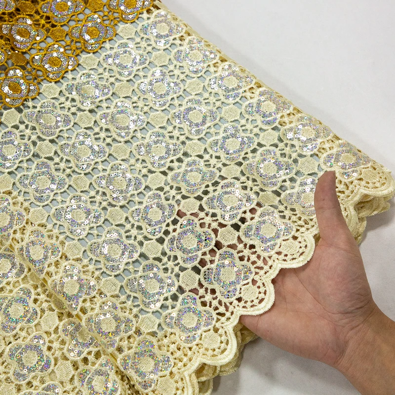 Кружево SJD Африканское водорастворимое кружево с блестками 2024 новинка женское