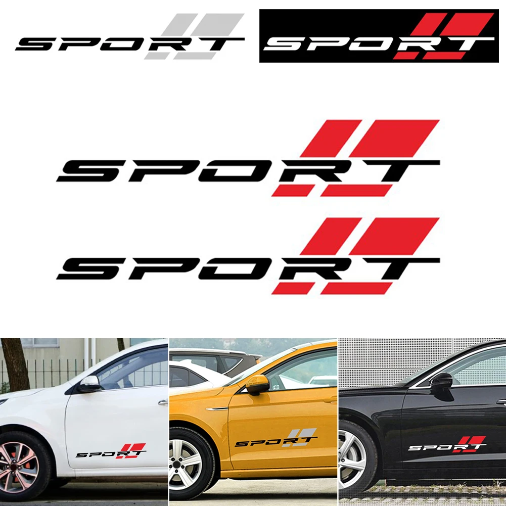 

2Pcs 50x10cm Car Side Stickers SPORT Letters PVC Vinyl Graphics Sticker Self Adhesive Decals Rear Fender Decoration Accessories
