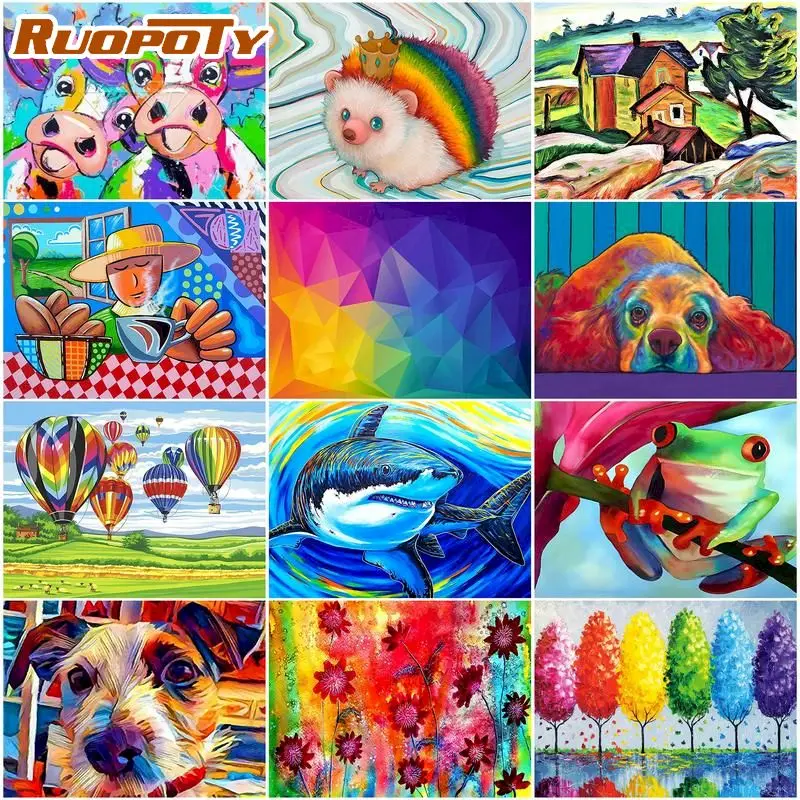

RUOPOTY 5D Diy Diamond Painting Cross Stitch Full Square Round Colorful Picture Diamond Embroidery Mosaic Picture