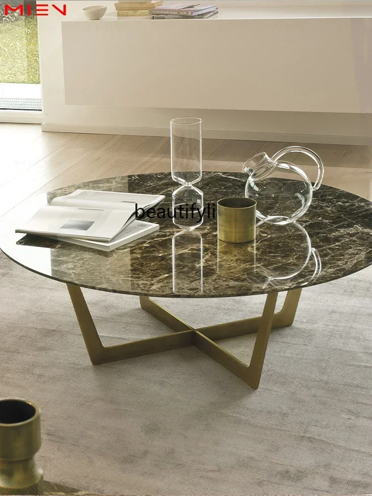 Легкий роскошный журнальный столик для гостиной Emperador с мраморной столешницей