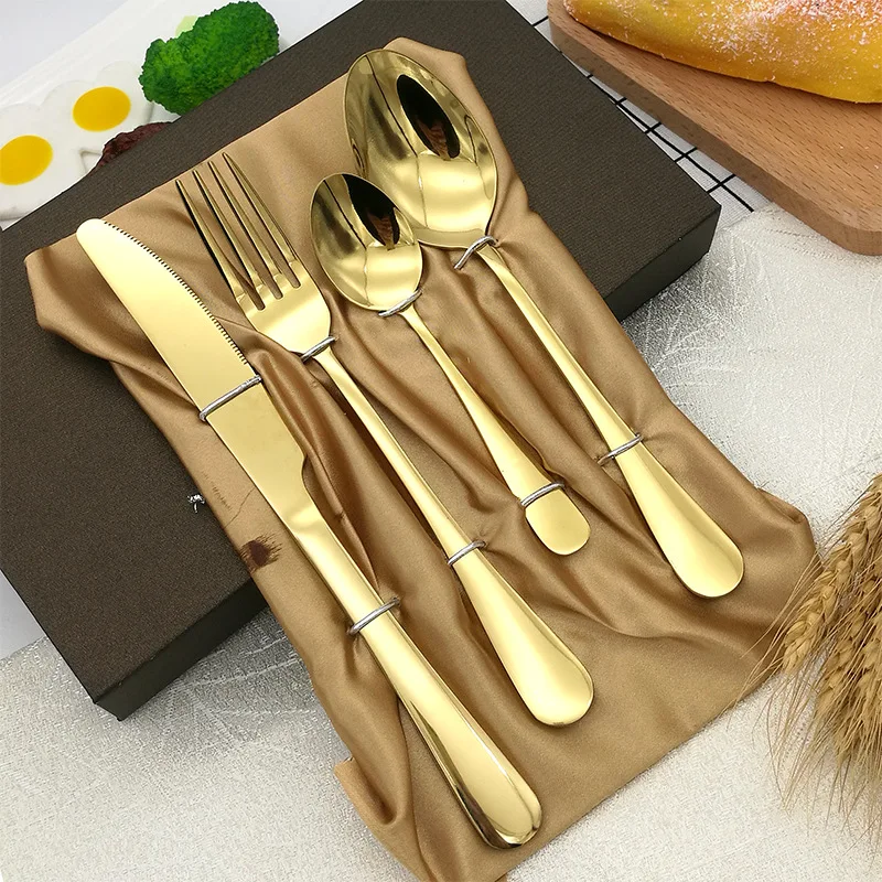 

4Pcs / Set Gold Cutlery Set 18/10 Stainless Steel Dinnerware Silverware Flatware Set Dinner Knife Fork Spoon Dropshipping