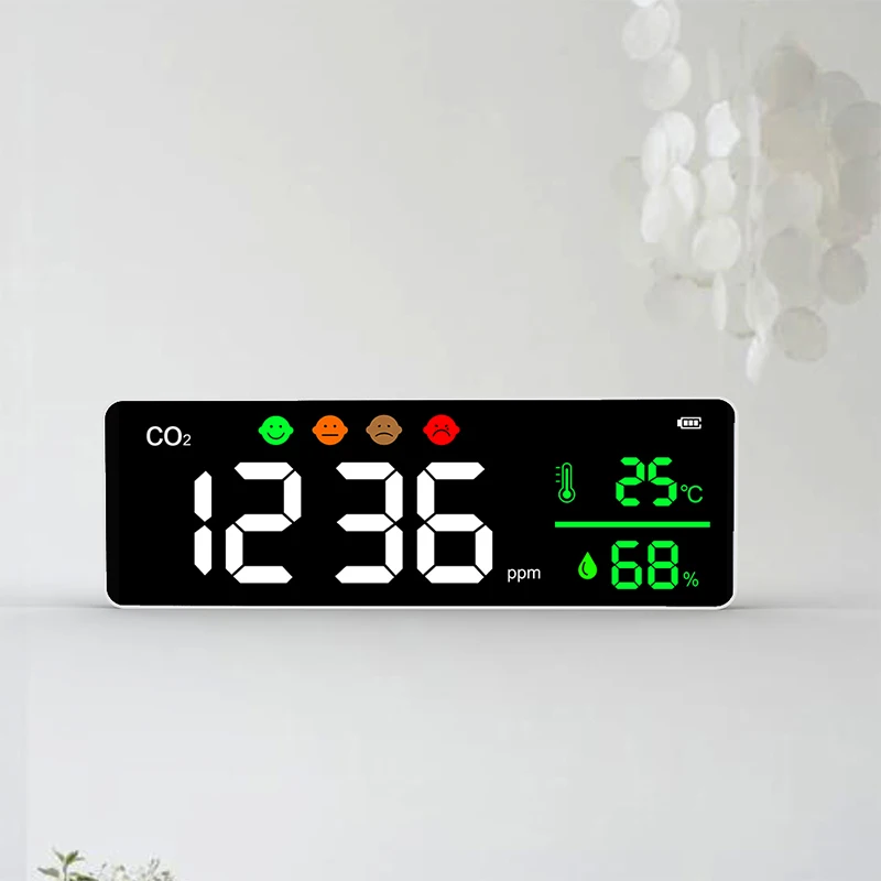 Wall-mounted Air Quality Monitor High Quality Portable Desktop CO2 Meter with Alarm Function Indoor Air Temp/Humidity Detector