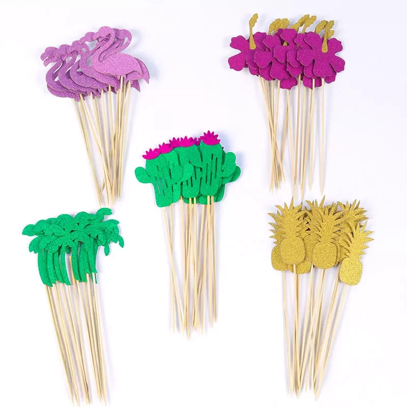 Palm Leaf Cake Toppers Jungle Tropical Party Green Leaf Cupcake Toppers Jungle Birthday Party Hawaiian Luau Party Cake Decor
