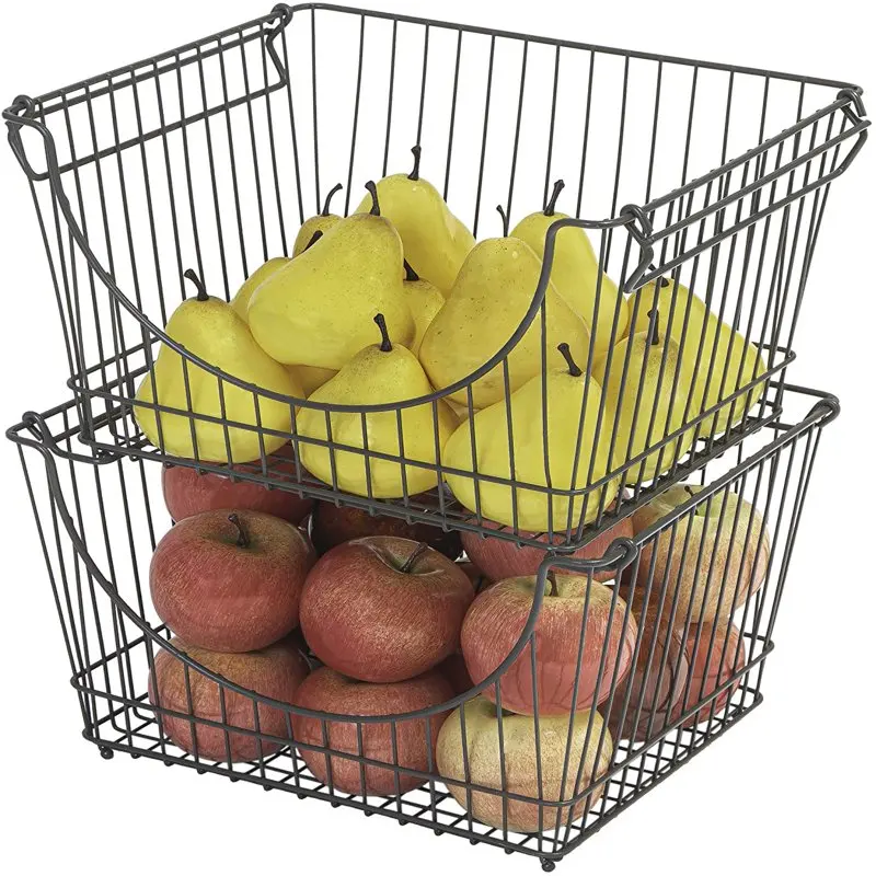 

Baskets with Handles - Set of 6 Large - 12.5 x 8.5 inch - Gunmetal