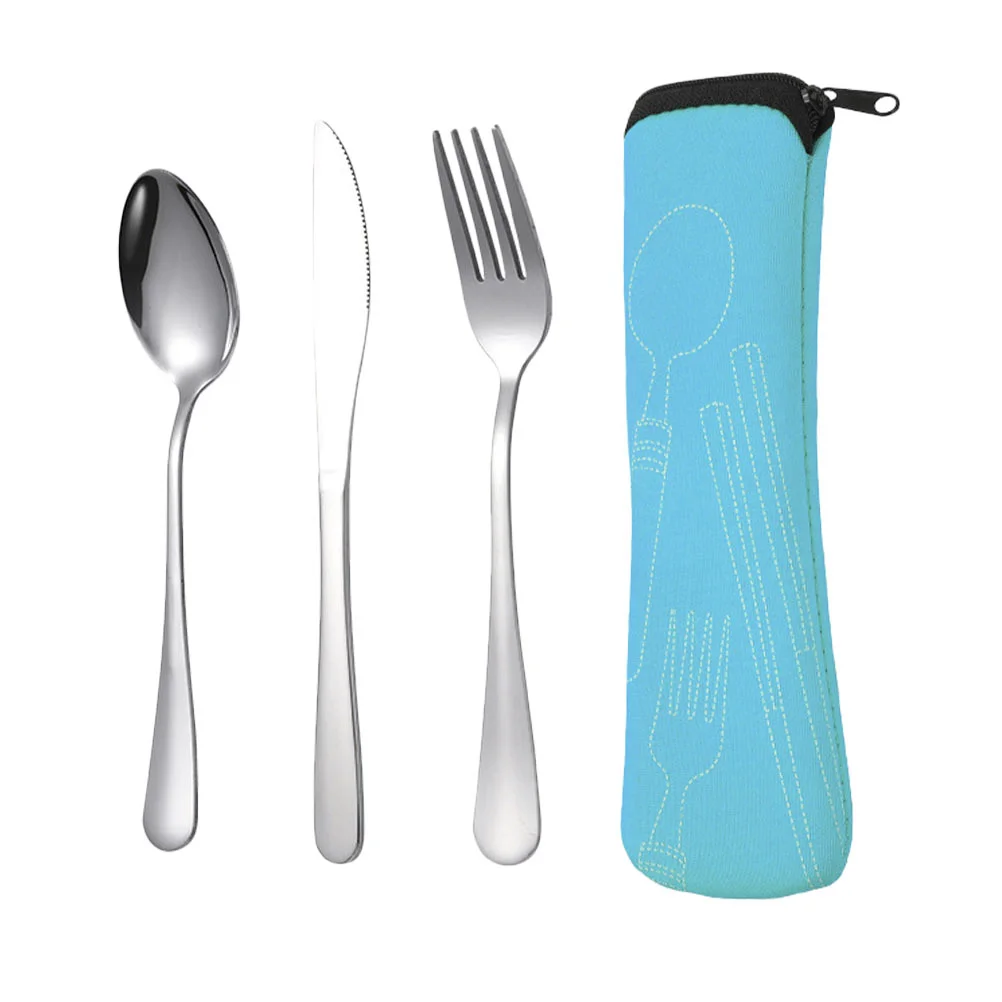 

Set Cutlery Stainless Steel Utensils Portable Flatware Spoon Fork Silverware Travelpicniclunch Case Rustproof Dinnerware Rest