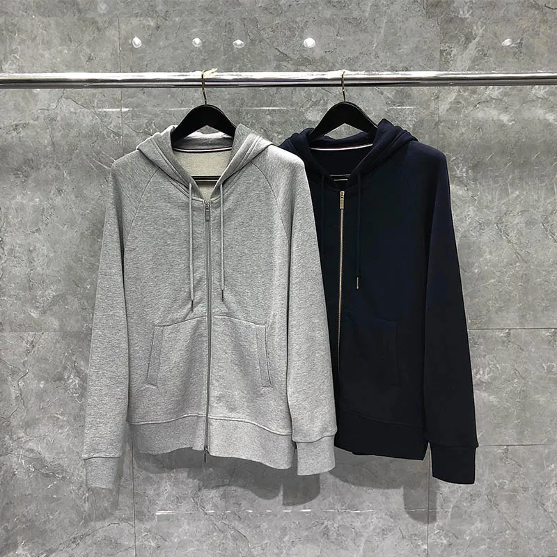 

TB Thom Zip Up Hoodie Men's Fashion Comfy Sweatshirts Full Zipper Hoodies Classic Solid Color Casual Business TB Pullover