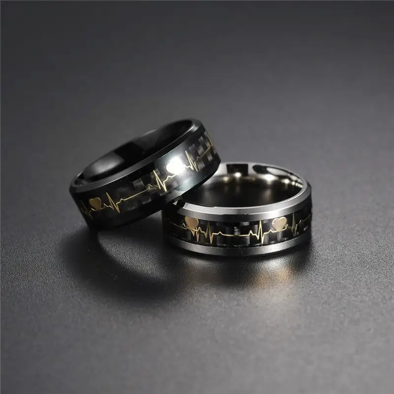 

Disney ECG couple carbon fiber ring popular luminous jewelry