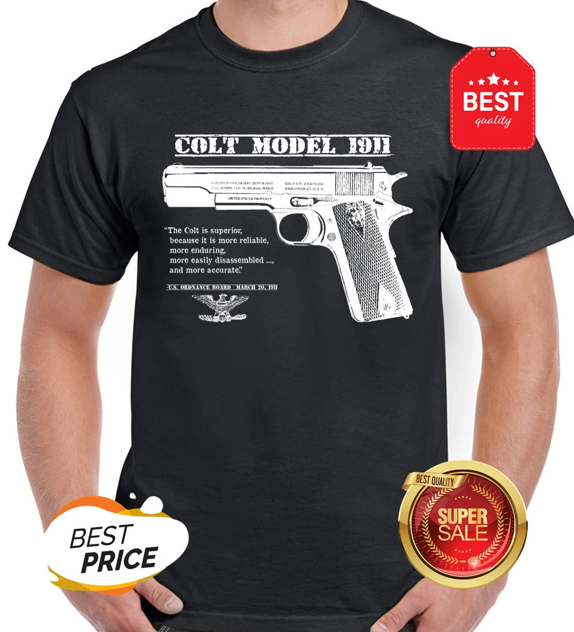 

1911 Colt Handgun Pro Gun 2Nd Amendment 100% Cotton Men T-Shirt T Shirt Fashion 2018 Brand Design T-Shirts Casual Tees