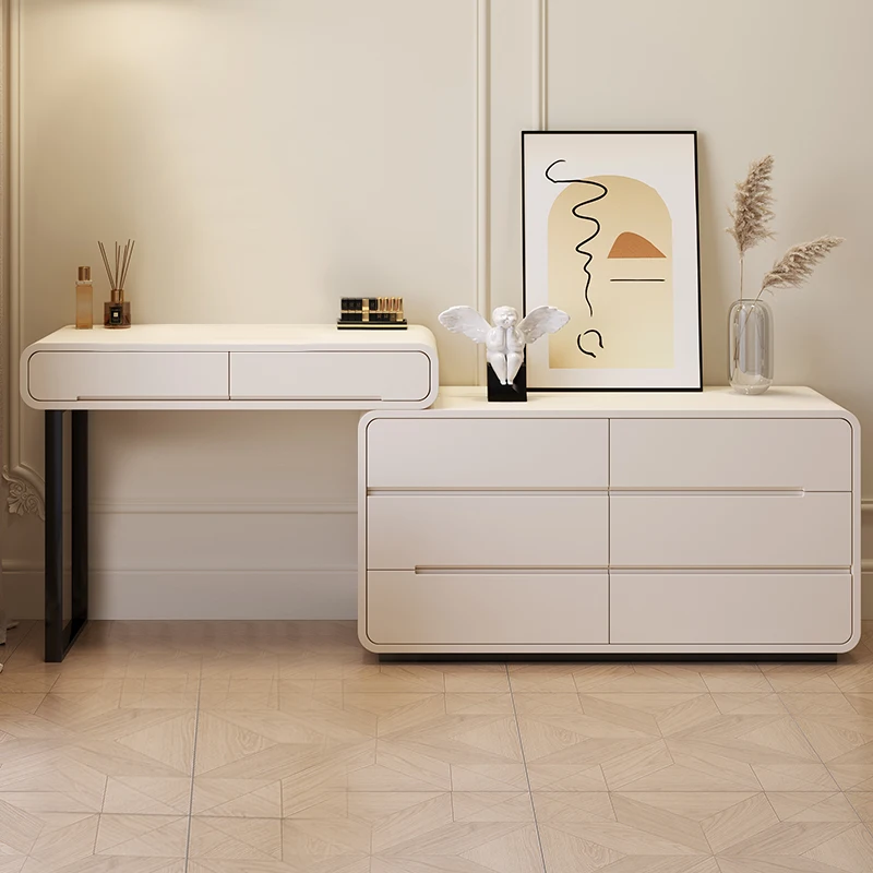 Ящики Мобильный столик Туалетный Набор для макияжа Угловое зеркало Белый комод