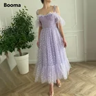 Женское платье средней длины Booma, Сиреневое платье на тонких бретелях, с оборками, с открытой спиной, для выпускного вечера, свадебные платья длиной до колена, 2021