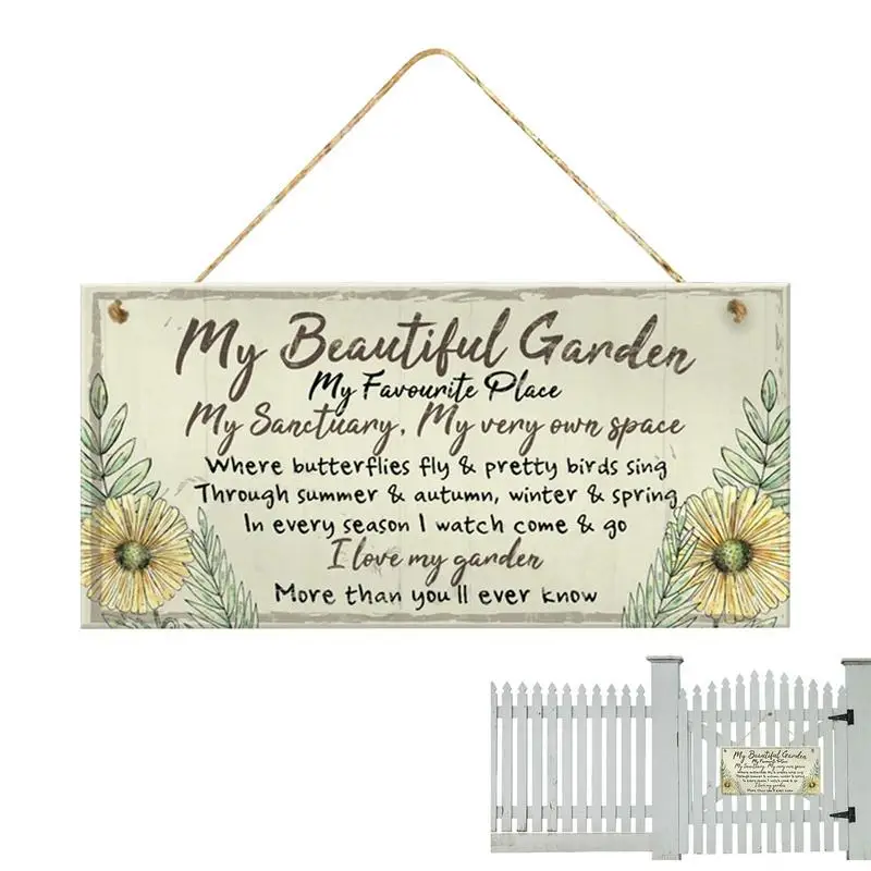 

Cute Garden Signs Retro Vintage Printed Wooden Decor Garden Decor For Outside Flower Home Signs Patio Holiday Decor For Outdoor