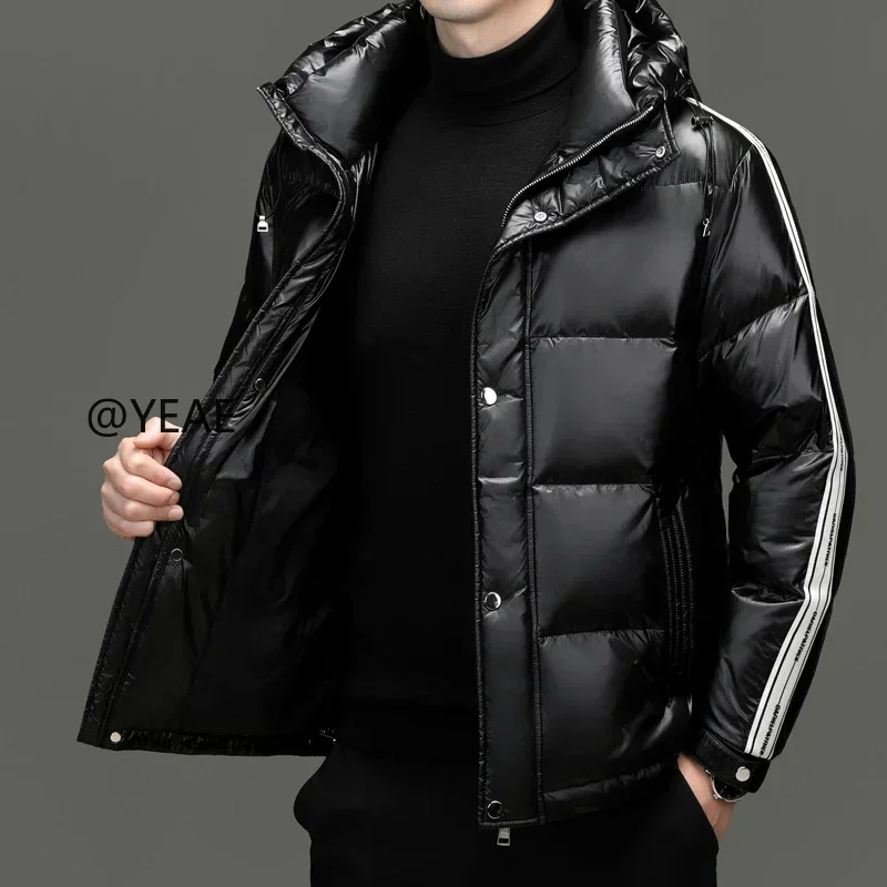 Яркий короткий пуховик с длинным рукавом мужской зимний брендовый утиный пух