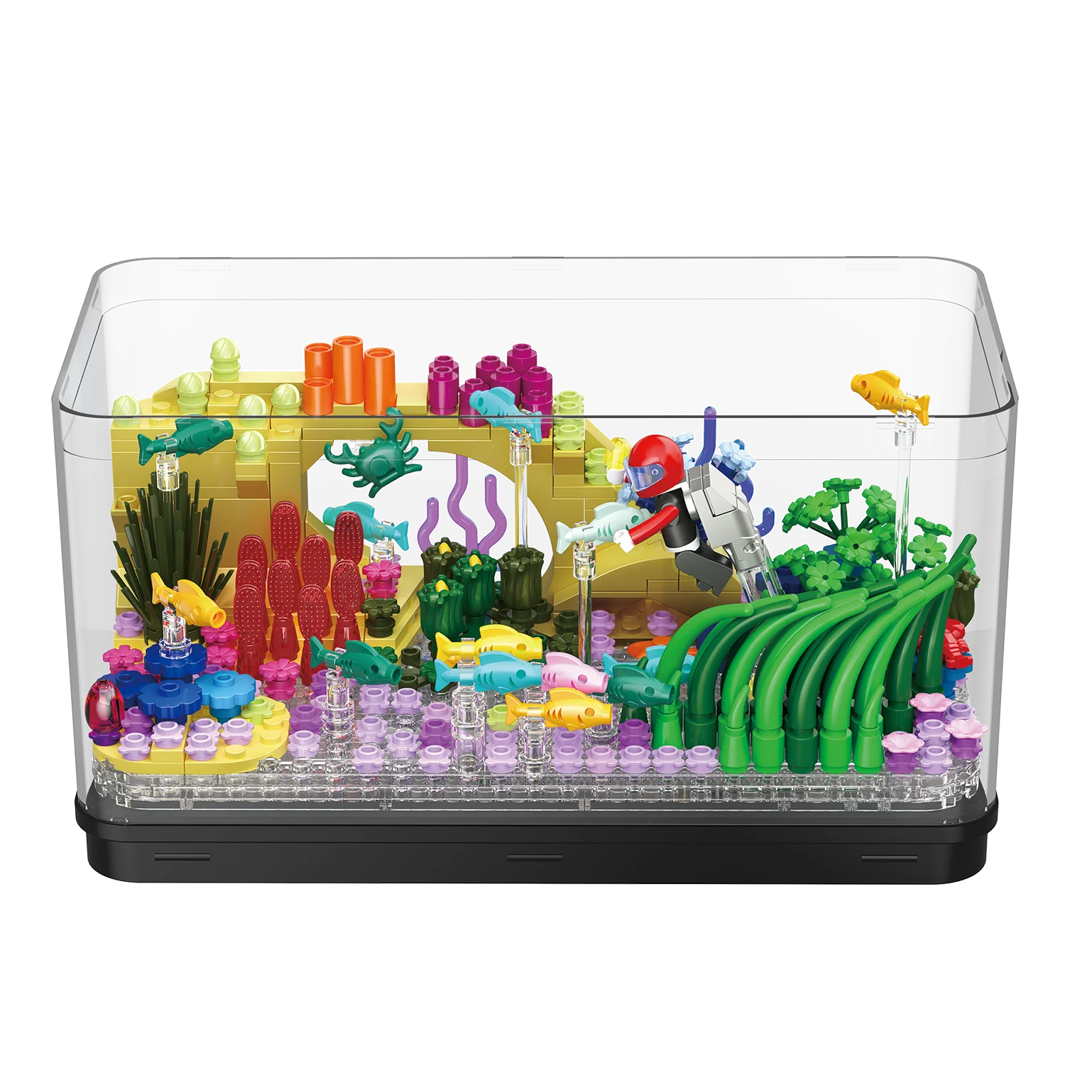 

MOC Fish Globe Fishbowl With Luminous Fish Tank Building Blocks Crabs And Seaweed Bricks Toys For Children Gift