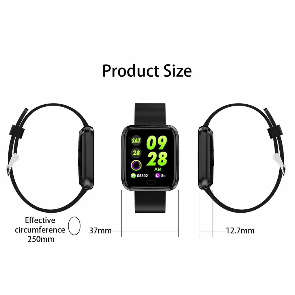 

Новинка Bluetooth Смарт-часы фитнес-трекер с датчиком пульса кровяного давления водонепроницаемый браслет для сна синий/красный/черный