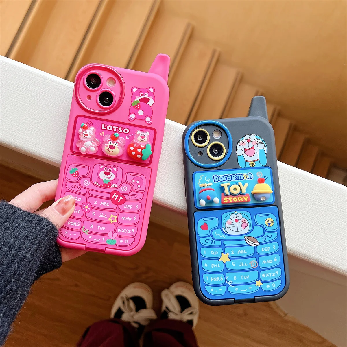

Cute Disney Lotso Doraemon Big Brother With Makeup Mirror Phone Cases For iPhone 14 13 12 11 Pro Max MAX Plus Shockproof Cover