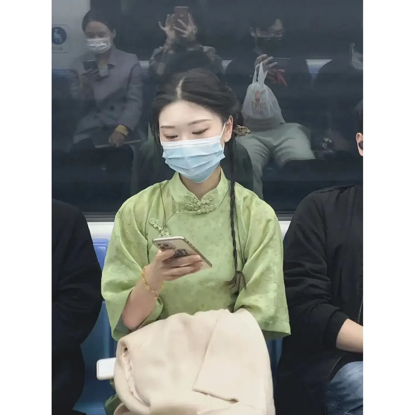 Женское платье-Ципао средней длины зеленое элегантное платье в китайском стиле