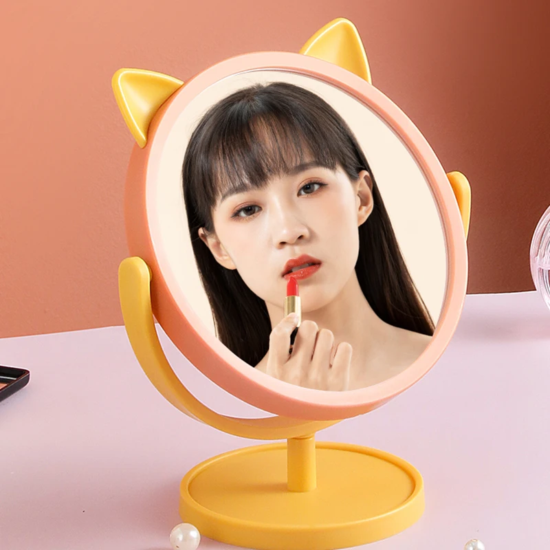 

Flexible Small Round Mirrors Makeup Portable Cute Table Women Standing Mirror Aesthetic Room Miroir Decoratif Household Items