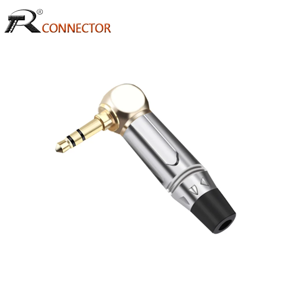1PCS L Shape 90 Degree 3.5mm 3 Poles Stereo Male Plug Right Angle Zinc alloy Tube Soldering Headphone Jack Connector - купить по