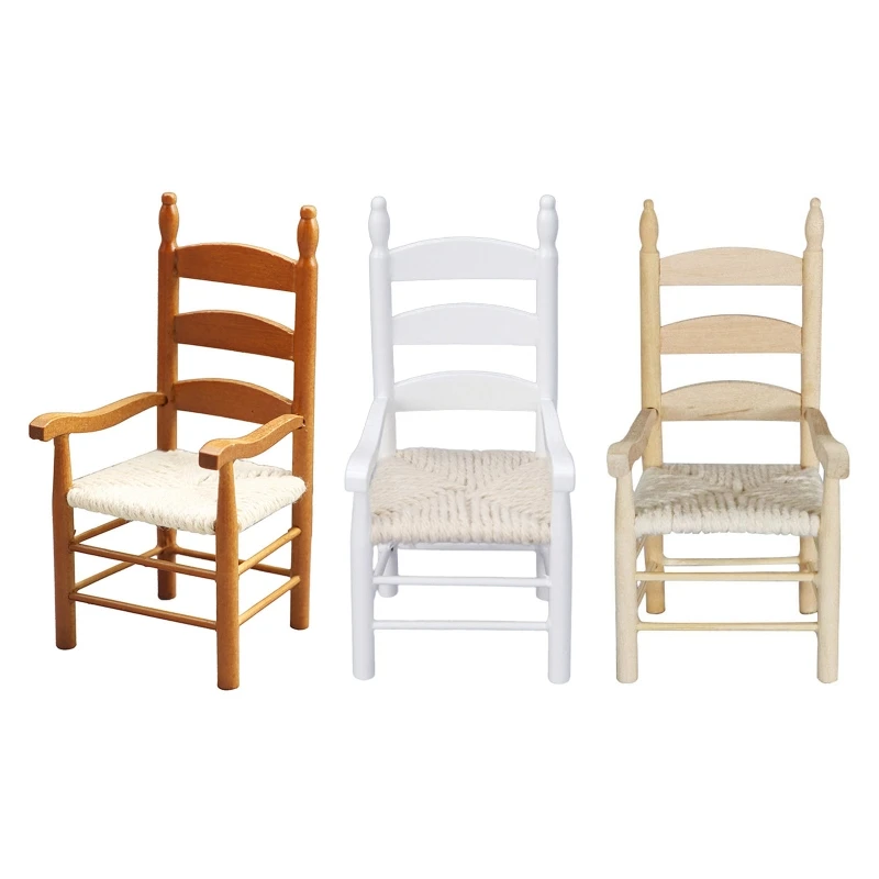 

Children's Interactive Dollhouse Wooden Dinning Chair Decoration Ornaments Toy with Cotton Cushion Relieve Boredom Toys