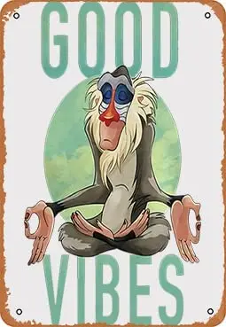 

Metal sign - Lion King Rafiki Meditate Good Vibes Poster Bar Wall Decor