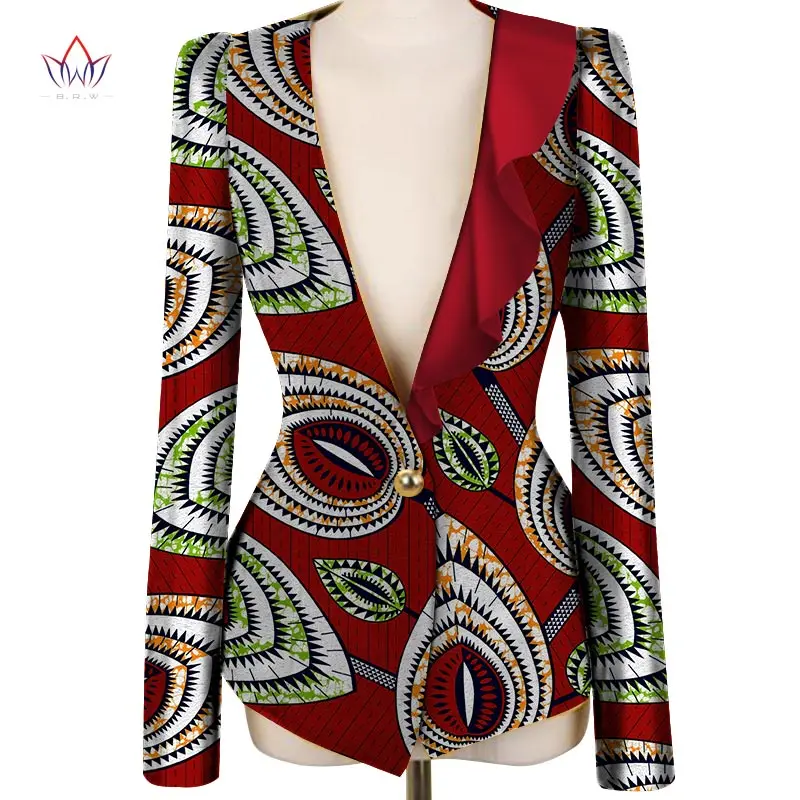 2022 Custom African Clothes for Women Jacket Overcoat Colorful Fashions Long Sleeve Collarless WY3814 | Женская одежда