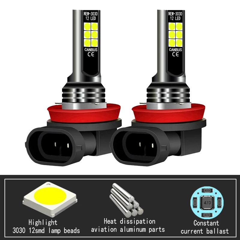 2pcs Car LED Front Fog Light Signal Blub Lamp H8 H11 For Land Rover Discovery 3 LR3 4 LR4 Freelander 1998-2014 Range Sport |