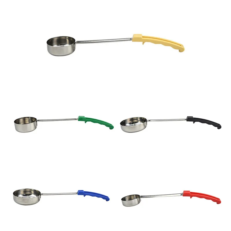 

Pizza Spread Sauce Ladle Rubber Handle Flat Bottom Kitchen Cooking Spoon Stainless Steel Measuring Stir Soup Spoon