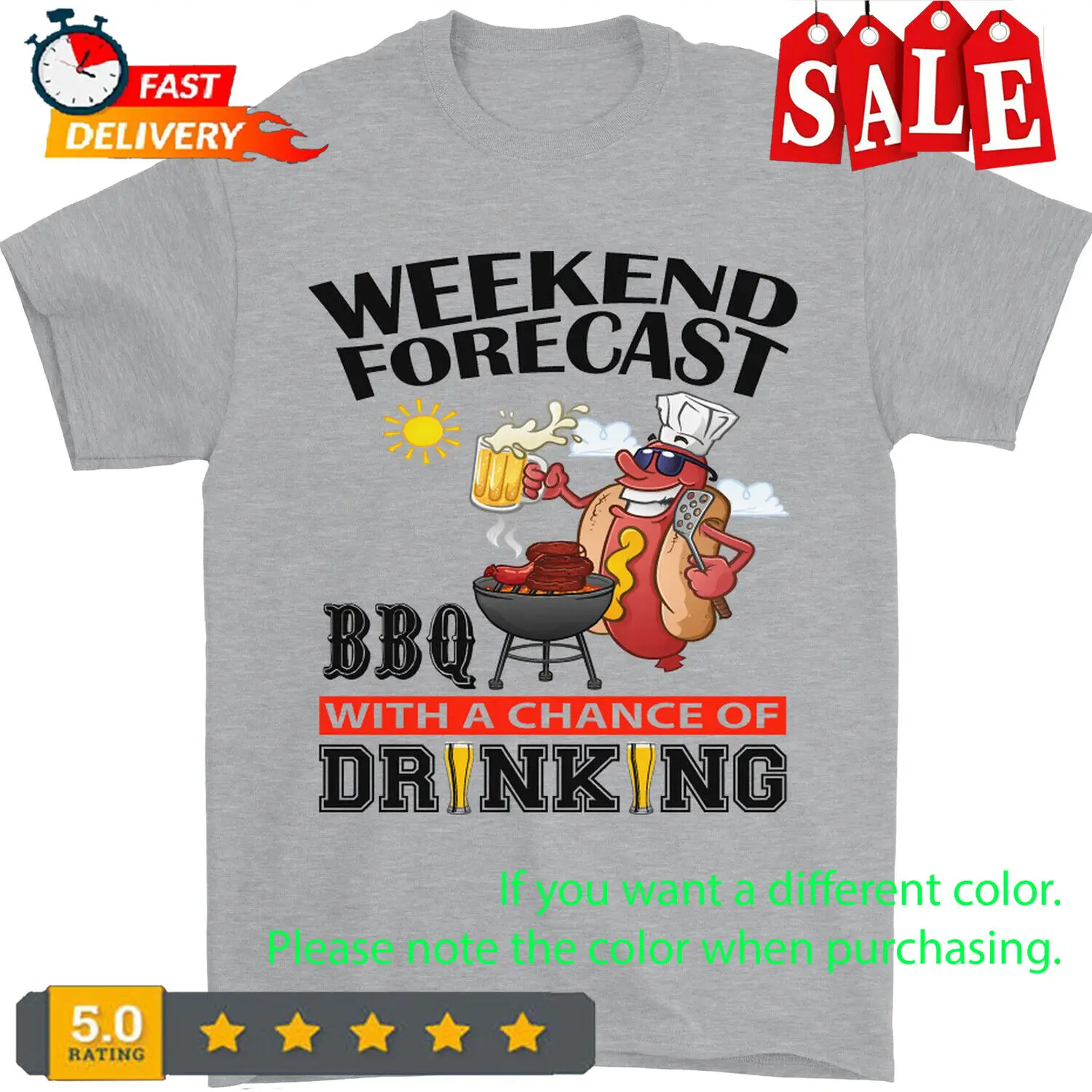 Мужская футболка с прогнозом выходных барбекю BBQing алкоголь пиво