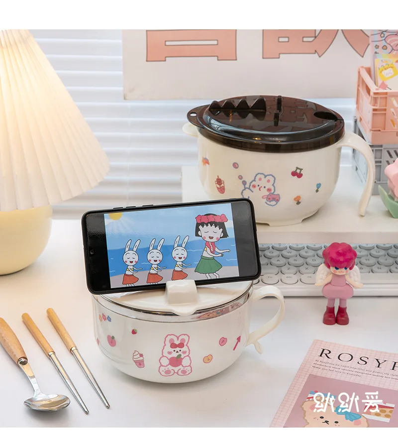 Милый набор ланч-боксов с наклейками милая миска для лапши быстрого