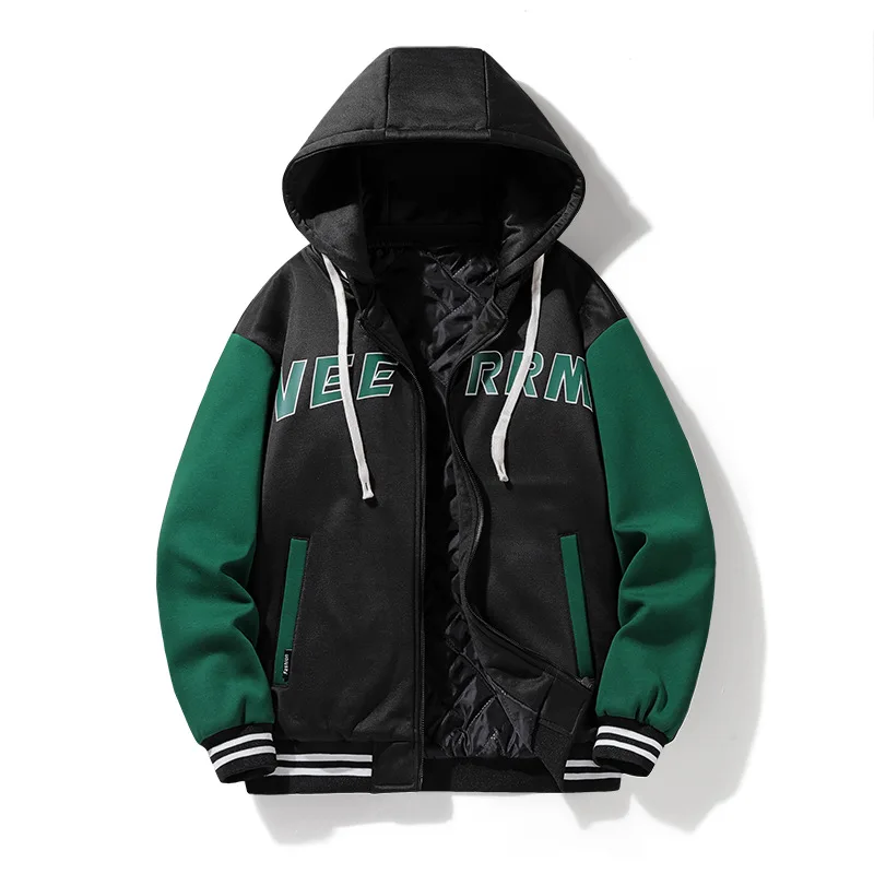 

Brand Fashion Men Hoodies Baseball Jacket Patchwork Design Man Autumn Winter Coats Size L-3XL