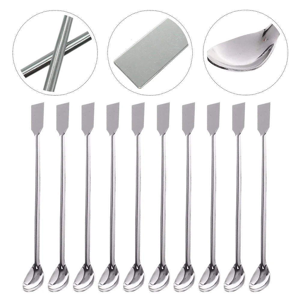 

10 Pcs Stainless Steel Scoop Measuring Spoon Double-headed Medicine Spoons Experimental Ladles Laboratory Mixing Sampling